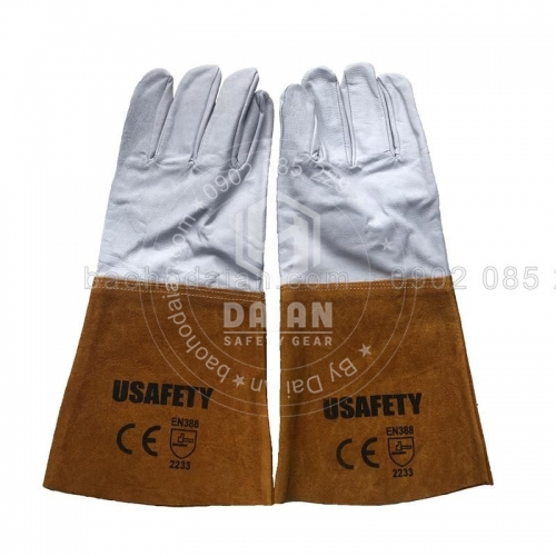 Găng tay da hàn tích dài da dê Usafety mỹ tiêu chuẩn CE